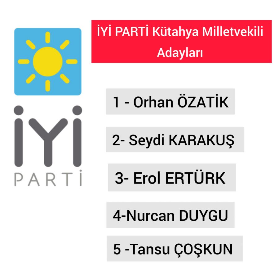 Kütahya İyi Parti Milletvekili  Adayları 