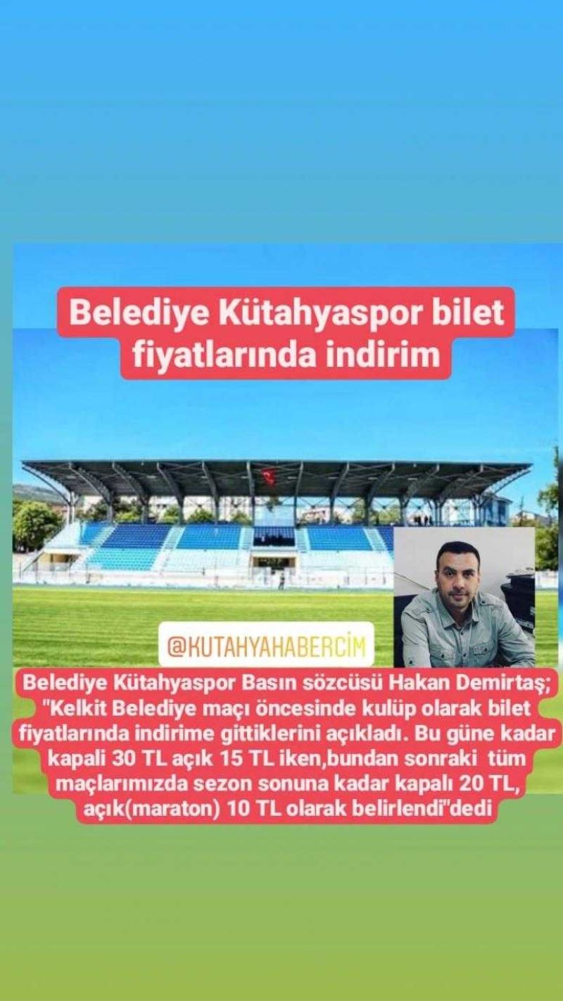 BELEDİYE KÜTAHYASPOR BİLET FİYATLARINDA İNDİRİME GİTTİ